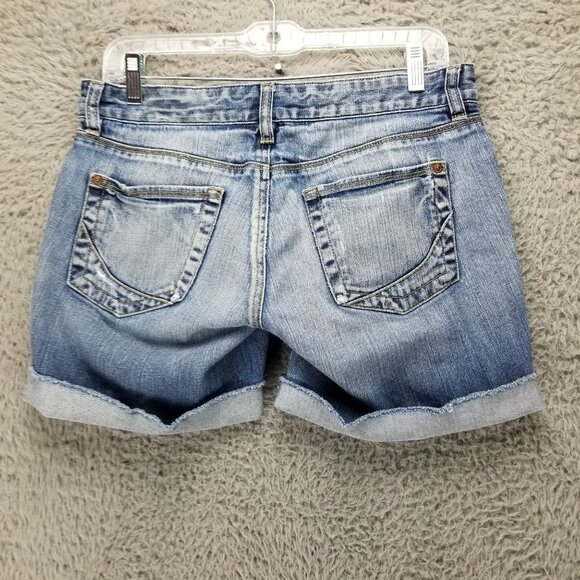 Loft Shorts Womens 2 Blue Stretch Denim Roll Cuff Jort - Picture 8 of 12
